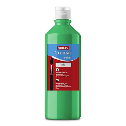 Aristo Acrylfarbe Cromar (Flüssigmalfarbe auf Wasserbasis, Inhalt: 500 ml) grün von Aristo