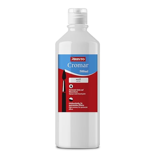 Aristo Acrylfarbe Cromar (Flüssigmalfarbe auf Wasserbasis, Inhalt: 500 ml) weiß von Aristo