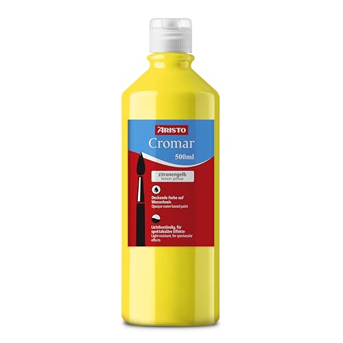 Aristo Acrylfarbe Cromar (Flüssigmalfarbe auf Wasserbasis, Inhalt: 500 ml) zitronengelb von Aristo