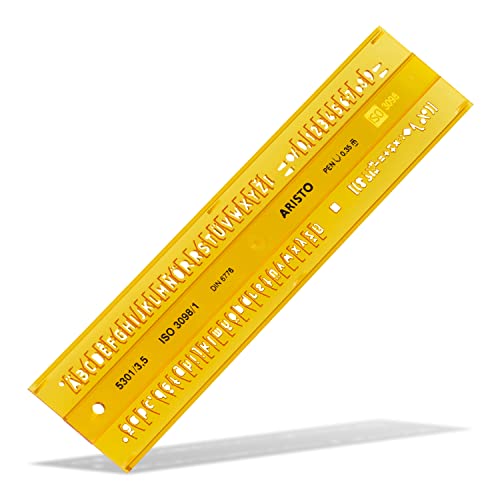 Aristo Isonorm Schriftschablone gerade Mittelschrift (3,5 mm, H-Profil, Typ B, formstabiler PET-Kunststoff) orange-transparent von Aristo