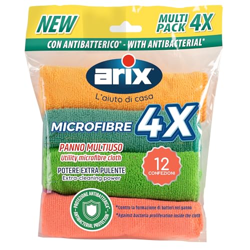 Arix | 48 Mehrzweck-Mikrofasern mit antibakteriellen Eigenschaften, 30 x 30 cm, Mikrofasertücher zur Reinigung, extra Reinigungskraft, geeignet für alle Oberflächen, multifunktionales von Arix