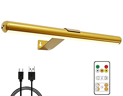 Arixinks 40cm Drahtlose Bilderleuchte LED, Bilderlampe mit Fernbedienung, Wiederaufladbare Dart beleuchtung Kabellos Malleuchte zum Malen von Bildern,Gold von Arixinks