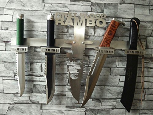 Arizona Outlet Rambo-Messer-Set 1-2-3 und 4 + Edelstahl-Design-Wand-Halterung von Arizona Outlet