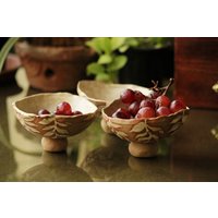 Rustikale Dessertschalen | Kleine Keramikschalen 3Er Set Vintage Blattbild Design Eisbecher Handgefertigte Spule Keramik von ArkaCeramics