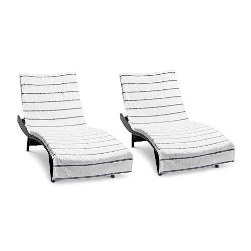 Arkwright Pool Chair Covers (Oversized:30x85 Inch, 2-Pack), Cotton Chaise Lounge Cover with 8 Inch Deep Pocket to Fit Any Beach Chair (Light Grey) von Arkwright LLC