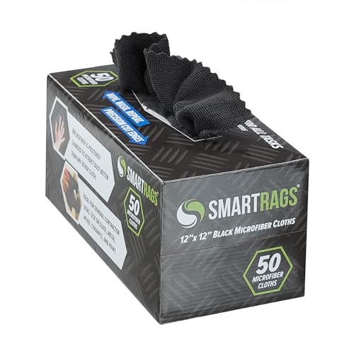Arkwright Smart Rags in Box – (50 Stück) fusselfreie Tücher, Wiederverwendbare Mikrofasertücher zum Reinigen, Staubwischen zu Hause, Büro, Autowerkstätten, 30,5 x 30,5 cm, Schwarz von Arkwright LLC
