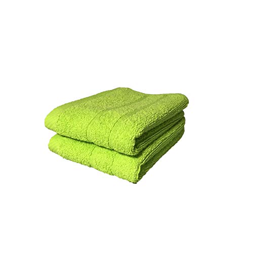2X Gästetücher 30x50 cm - Apfel Grün - 100% Baumwolle - Streifen Bordüre - Frottee Webung - Handtücher Duschtücher Badetücher Saunatücher (2X Gästetücher 30x50cm, apfelgrün/Green/vert) von Arle-Living