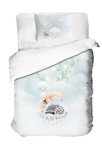 Arle-Living 2 TLG. Baby/Kinder Bettwäsche - Zwergen Edition - 100x135 cm + 40x60 cm - 100% Baumwolle (Zebra) von Arle-Living