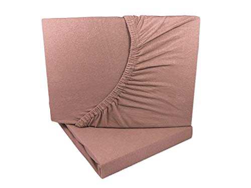 Arle-Living 2er Pack Jersey Spannbettlaken 90x200-100x200 cm Nougat braun 100% Baumwolle von Arle-Living