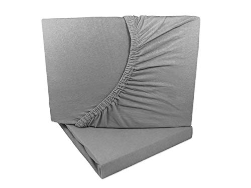 Arle-Living 2er Pack Jersey Spannbettlaken 90x200-100x200 cm grau 100% Baumwolle von Arle-Living