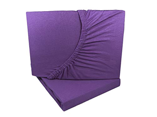 2er Pack Jersey Spannbettlaken 90x200-100x200 cm violett/lila 100% Baumwolle von Arle-Living
