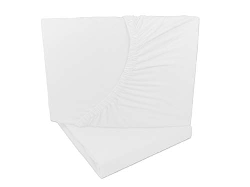 Arle-Living 2er Pack Jersey Spannbettlaken 90x200-100x200 cm weiß 100% Baumwolle (Weiß, 90x200-100x200 cm) von Arle-Living