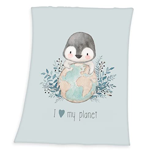 Arle-Living Baby Flauschdecke Motiv : Pinguin 75x100 cm Kuscheldecke Babydecke Schmusedecke von Arle-Living