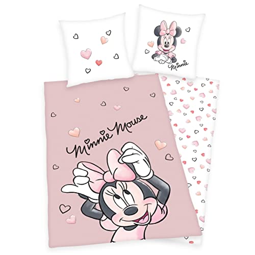 Arle-Living Disney Minnie Mouse Bettwäsche - 135x200 + 80x80 cm mit Wendemotiv - 100% Baumwolle Renforcé von Arle-Living