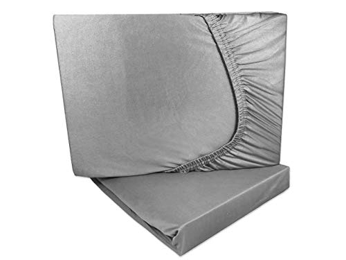 Doppelpack Microfaser Spannbetttuch/Spannbettlaken Silber Grau 90x200-100x200 cm - Rundumgummi (Silber, 90-100x200 cm) von Arle-Living