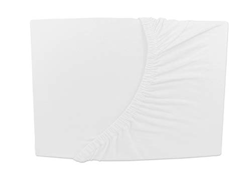 Jersey Spannbettlaken 90x200-100x200 cm, weiß/White/Blanc 100% Baumwolle Rundumgummi von Arle-Living