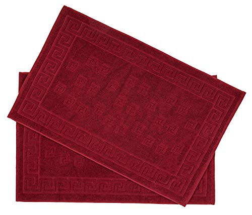 Arle-Living Luxus Medusa Duschvorleger im 2er Pack 50x80 cm - feinste Baumwolle/Jacquard Webung/Hochflor Frottee mit Medusa Flachprägung (Bordeaux, 2er Pack Duschvorleger 50x80 cm) von Arle-Living