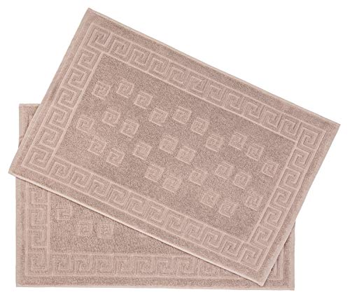 Arle-Living Luxus Medusa Duschvorleger im 2er Pack 50x80 cm - feinste Baumwolle/Jacquard Webung/Hochflor Frottee mit Medusa Flachprägung (Sahara/Beige/hell Braun, 2er Pack Duschvorleger 50x80 cm) von Arle-Living