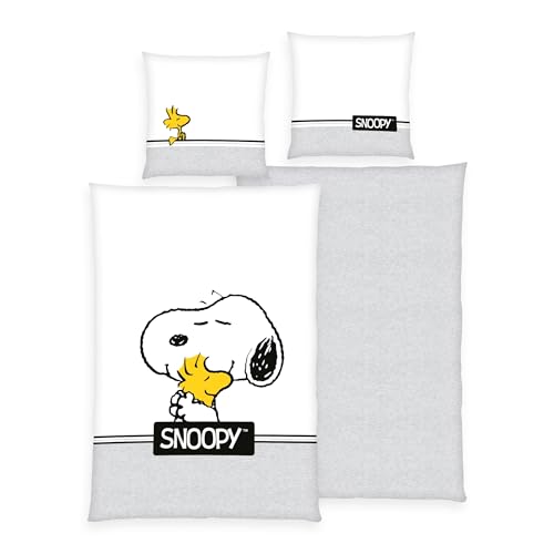 Arle-Living Peanuts Bettwäsche mit Wende Motiv 135x200 cm + 80x80 cm Snoopy Tweety von Arle-Living