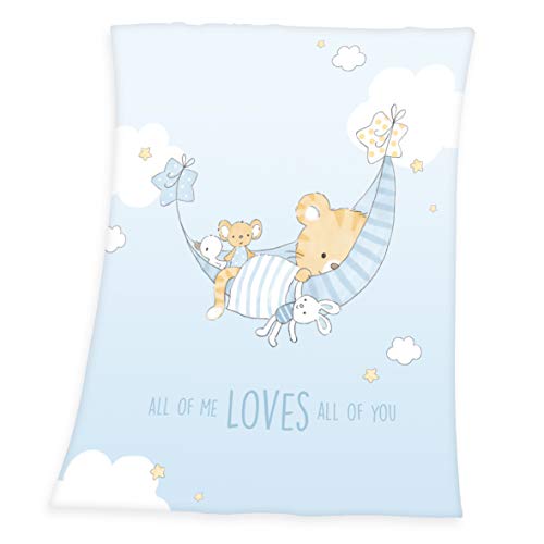 Arle-Living Soft Peach Flauschdecke Motiv : Kleiner Tiger 75x100 cm Kuscheldecke Babydecke Schmusedecke von Arle-Living