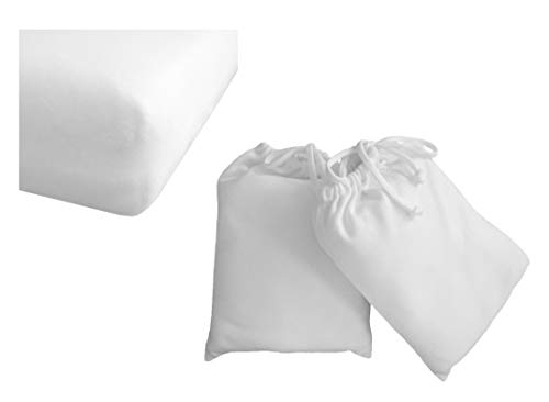 Arle-Living Spannbettlaken Weiß 60x120-70x140 cm Doppelpack aus Reiner Bio Baumwolle Interlock Jersey Kinder Baby Bett Weiß, 60x120-70x140 cm Doppelpack 