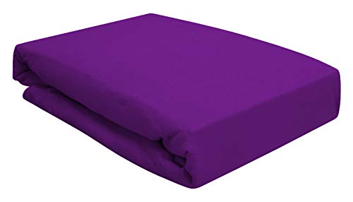 Spannbettlaken für Wasserbett Boxspringbett oder Übergrößen 180x200-200x220 cm - hochwertige 190 gr/m² - breites Farbsortiment (Lila/Violet) von Arle-Living