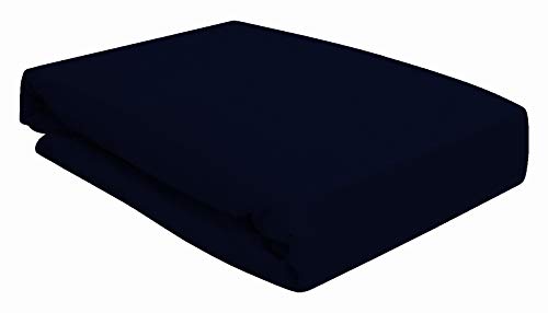 Spannbettlaken für Wasserbett Boxspringbett oder Übergrößen 180x200-200x220 cm - hochwertige 190 gr/m² - breites Farbsortiment (Marine/dunkel blau/Navy Blue) von Arle-Living