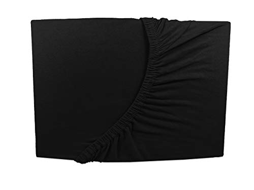 Topper Spannbettlaken - schwarz/Back/Noir 180x200-200x200 cm Jersey Boxspring (schwarz/Black/Noir) von Arle-Living