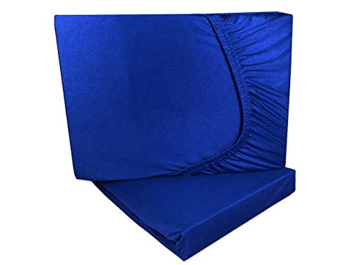 Doppelpack Microfaser Spannbetttuch/Spannbettlaken Royal Blau 90x200-100x200 cm - Rundumgummi (royal, 90-100x200 cm) von Arle-Living