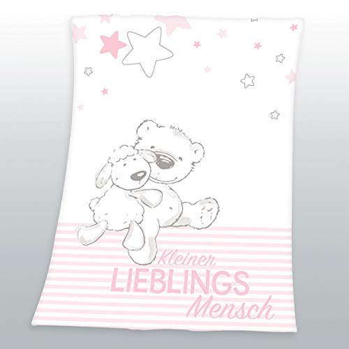 Arle-Living Flauschdecke Motiv : Kleiner Lieblingsmensch 75x100 cm Kuscheldecke Babydecke Schmusedecke (rosa) von Arle-Living