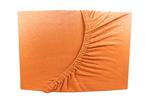 Jersey Spannbettlaken 90x200-100x200 cm, orange 100% Baumwolle Rundumgummi von Arle-Living