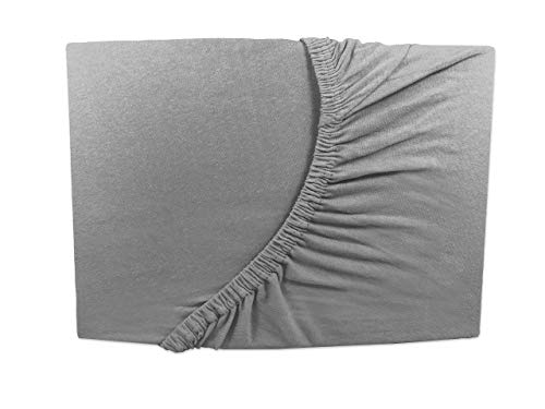 Jersey Spannbettlaken 90x200-100x200 cm - grau/Gray/gris - 100% Baumwolle Rundumgummi von Arle-Living