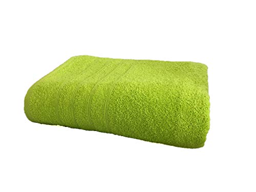 Saunatuch 100x200 cm - Apfel Grün - 100% Baumwolle - Streifen Bordüre - Frottee - Handtücher Duschtücher Badetücher Gästetücher (Saunatuch 100x200cm, apfelgrün/Green/vert) von Arle-Living