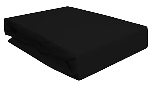 Spannbettlaken für Wasserbett/Boxspring/Übergrößen 180-200x200-220 cm Schwarz (schwarz/Black/Noir) von Arle-Living