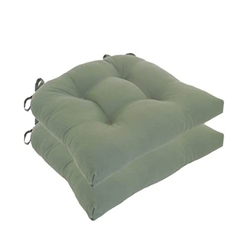 Arlee Micro Fiber Chair Pad with Tie Backs (Set of 2), Olive von Arlee