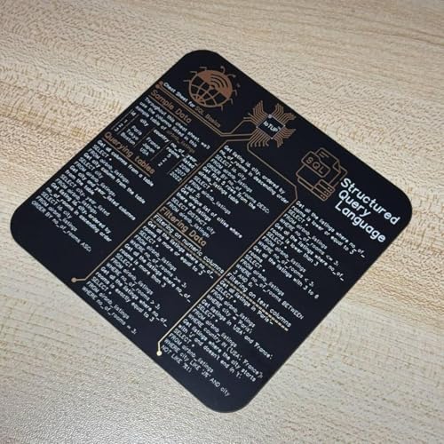 SQL Cheat Sheet Untersetzer PCB, hergestellt aus hochwertigen goldfarbenen Leiterplatten, Programmierergeschenk, Schreibtischdekor, Benutzeroberfläche SQL Cheat Sheet Untersetzer PCB, hergestellt aus hochwertigen goldfarbenen Leiterplatten, Programmierergeschenk, Schreibtischdekor, Benutzeroberfläche von ArliKits