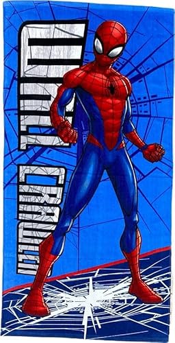 Arlis Spiderman Strandtuch oder Badetuch Spiderman Marvel 70 x 140 cm aus Baumwolle (Spiderman Handtuch – 2) von arlis