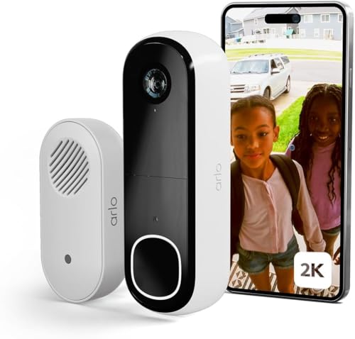 Arlo 2K HD Video Türklingel Mit Kamera & Türgong Kabellos, WLAN Doorbell, Bewegungsmelder, 2-Wege-Audio, Ring Sirene, Haustür Nachtsicht, Smart, Alexa Kompatibel Secure Plan Testzeitraum von Arlo