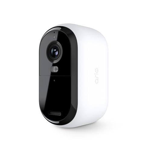 Arlo Essential VMC3050 Kabellose Sicherheitskamera, 2. Generation, für Außen- und Innenbereich, kabellose Kamera mit integriertem Strahler, Farbnachtsicht, Bewegungssensor und DIY-Setup, Weiß, 1 Stück von Arlo