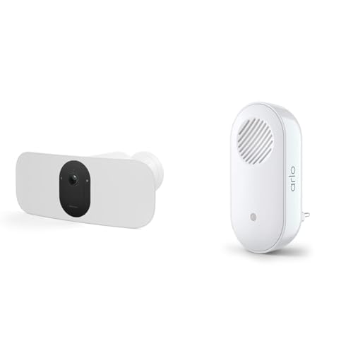 Arlo Floodlight Überwachungskamera Aussen WLAN & zertifiziertes Zubehör Chime 2 | Akustische Warnungen | Eingebaute Sirene | Anpassbare Melodie | Direkte WLAN Verbindung Weiß von Arlo