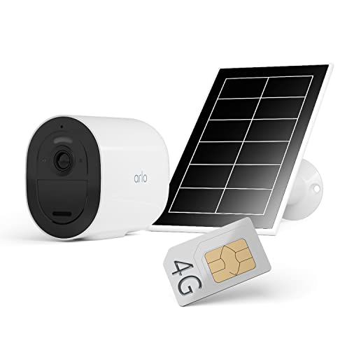 Arlo Go 2 Überwachungskamera, kabellos, mobil, Innen/Aussen, HD, LTE, wetterfest, Nachtsicht & zertifiziertes Zubehör, Solarpanel (wetterfest, 2,44m Magnet-Ladekabel, verstellbare Halterung) von Arlo