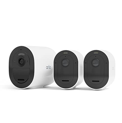Arlo Pro 5 WLAN Überwachungskamera aussen GOv2, 2K UHD, 3er Gesamt Set Weiß, Verbesserte Farbnachtsicht, 160° Blickwinkel, 2-Wege Audio, mit Secure Plan Testzeitraum von Arlo