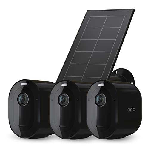 Arlo Pro 5 WLAN Überwachungskamera aussen mit Solar, 2K UHD, 3er Set Schwarz, Verbesserte Farbnachtsicht, 160° Blickwinkel, 2-Wege Audio, mit 30-tägigem Secure Plan Testzeitraum von Arlo