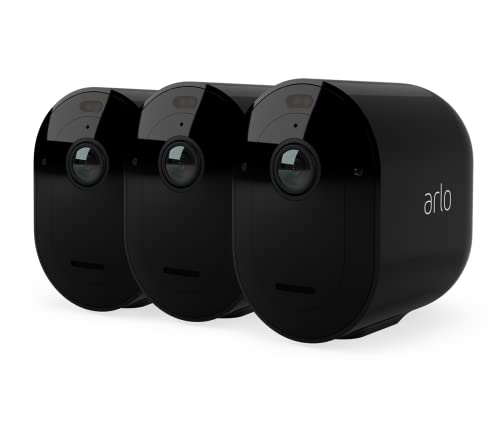 Arlo Pro 4 2K IP Überwachungskamera Aussen 3er Set | Qualitätsprodukt | Kabellos | Licht | Farb-Nachtsicht | Bewegungsmelder | Sirene | Kein Hub Benötigt | mit Arlo Secure Testzeitraum von Arlo