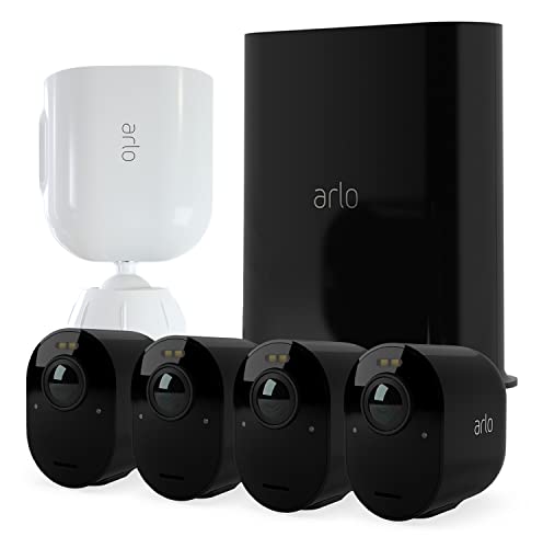 Arlo Ultra2 Überwachungskamera aussen und GRATIS Security Mount Bundle, 4er Set - schwarz, Testzeitraum für Arlo Secure Plan von Arlo