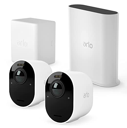 Arlo Ultra2 Überwachungskamera aussen und GRATIS Zusatz Akku Bundle, 2er Set - weiß, Testzeitraum für Arlo Secure Plan von Arlo