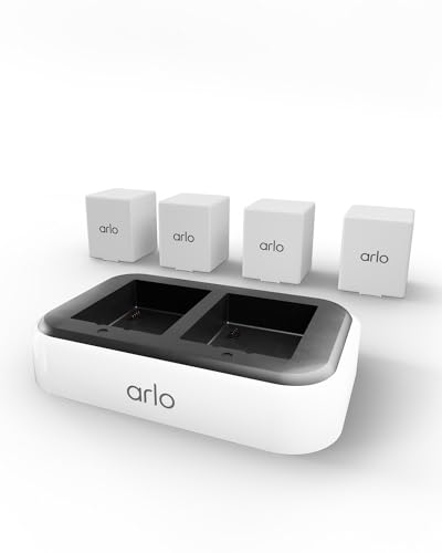 Arlo Zertifiziertes Zubehör 4X Wiederaufladbarer Akku & Doppelte Ladestation Set, Kompatibel Mit Arlo Pro 3, Pro 4, Pro 5, Ultra 2 Überwachungskamera Aussen WLAN, Weiß von Arlo