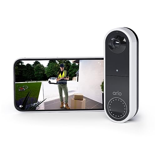 Arlo Kabellose Video Türklingel, 1080p HD Doorbell, RedDot Design Gewinner, 180° Großes Sichtfeld, WLAN, Bewegungsmelder, 2-Wege-Audio, Sirene, Nachtsicht + mit Arlo Secure Testzeitraum, Weiß von Arlo