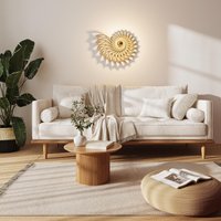 Wandlampe Nautilus Aus Fsc Holz Mit Led Kopfspiegellampe, Maritim Skandinavisch Art Deco Stil, Handmade in Tirol, 3 Größen Wählbar von ArlumaLights