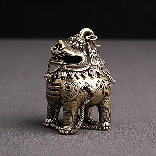 5,3 cm Kupfer-Statue, antikes Biest zum Aufsteigen auf Schlangen, traditionelles chinesisches Glück, Feng Shui, Ornamente, Heimdekoration, Handwerk, Weihrauch von A/X